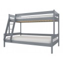 Cama litera de madera maciza Fred 190x90/120 cm